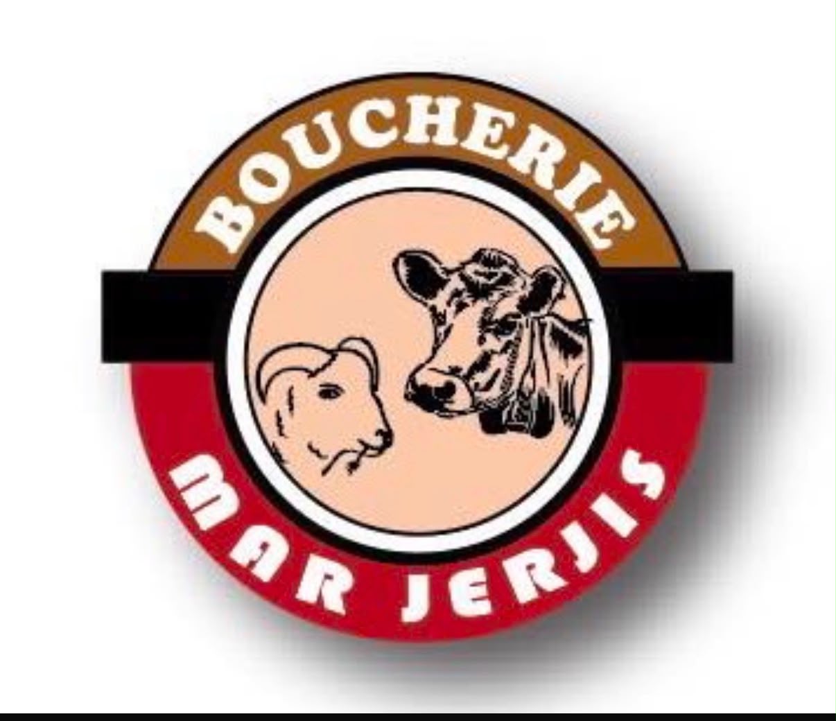 Boucherie Mar Jerjis circular logo with cow and sheep illustrations